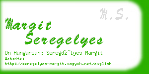 margit seregelyes business card